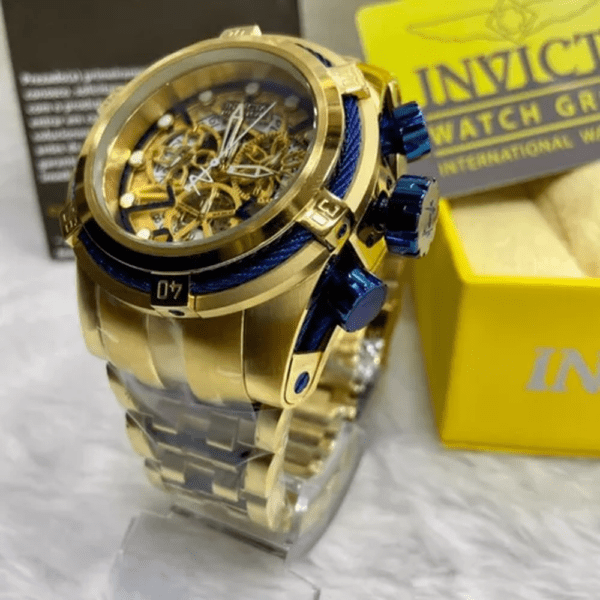 Relógio Bolt Zeus Skeleton dourado / azul - Image 2