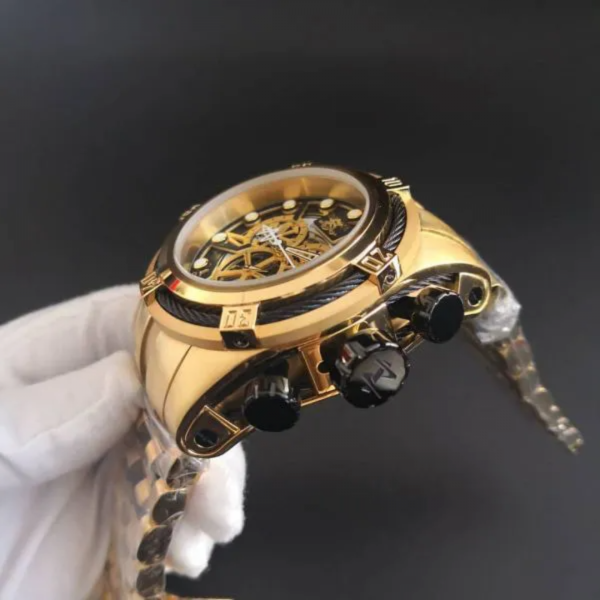 Invicta bolt esqueleto dourado preto - Imagem 2